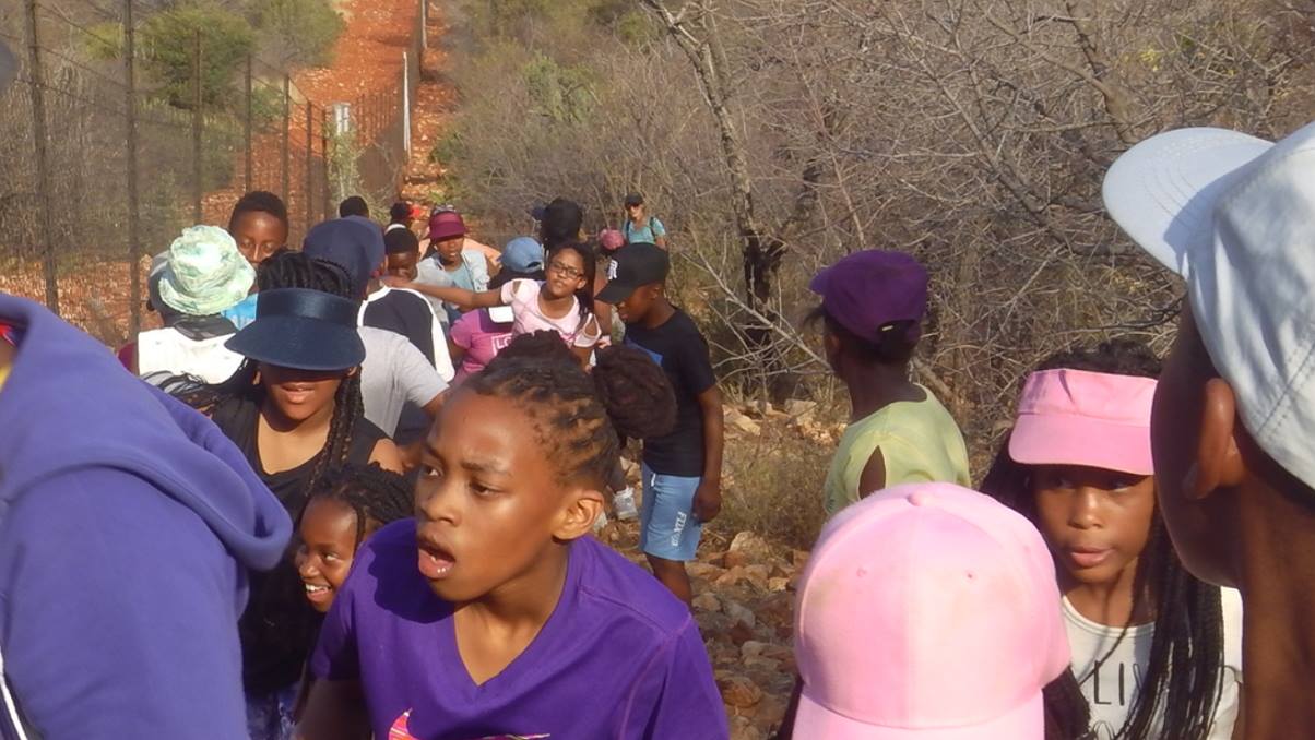 hiking group black kids up firebreak